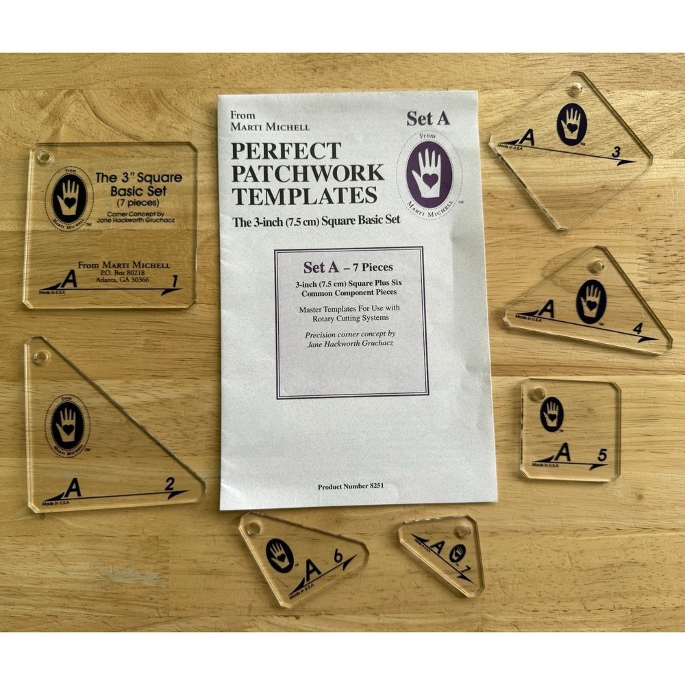 Marti Michell Perfect Patchwork Templates Set A ~ The 3-Inch Square Basic Set